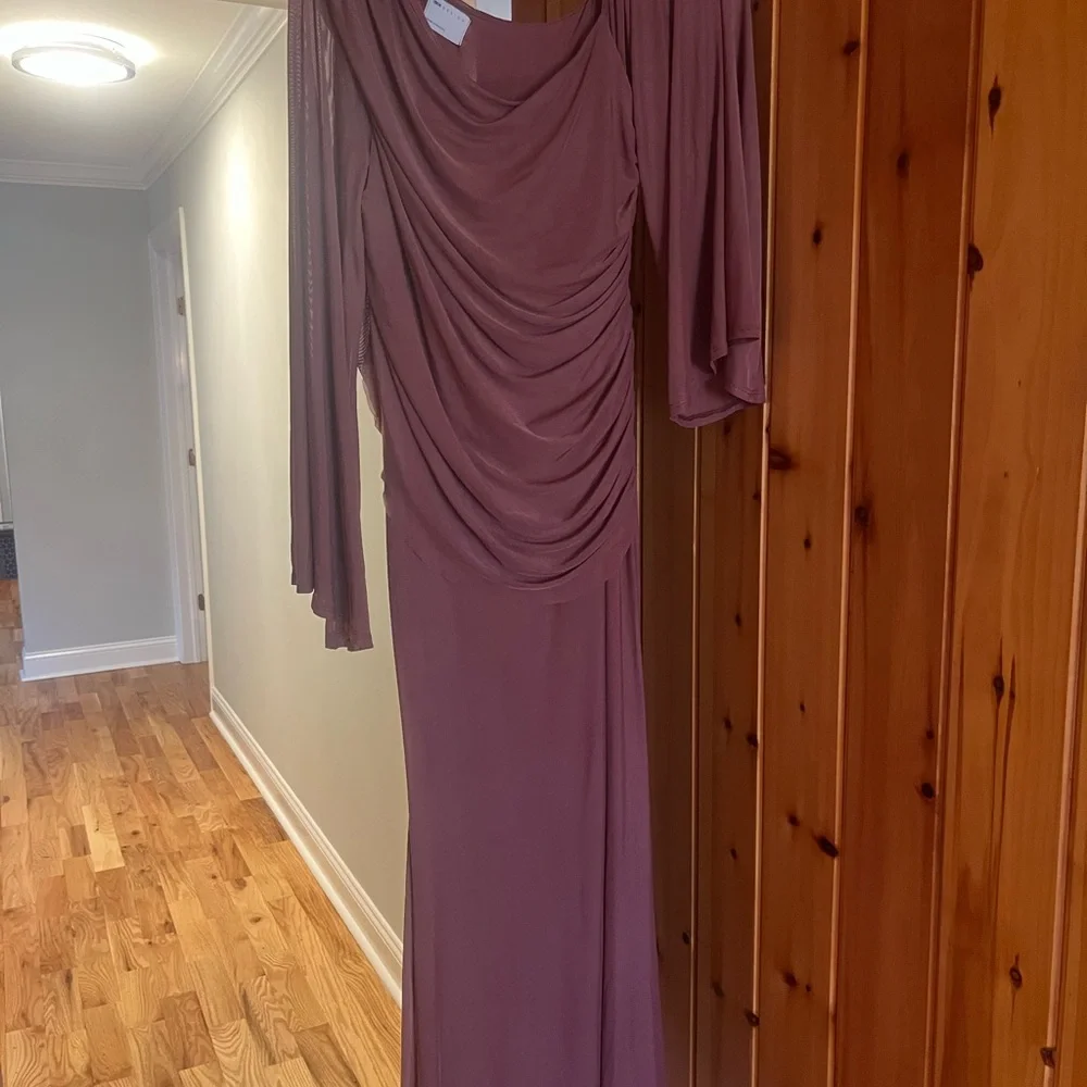 ASOS Long Sleeve Draped Maxi Dress in Mauve - Picture 2 of 4
